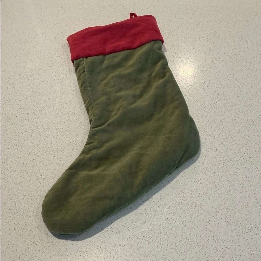 Pottery Barn NWT Velvet Large Stocking Embroidered with “MASON” in Red and Green